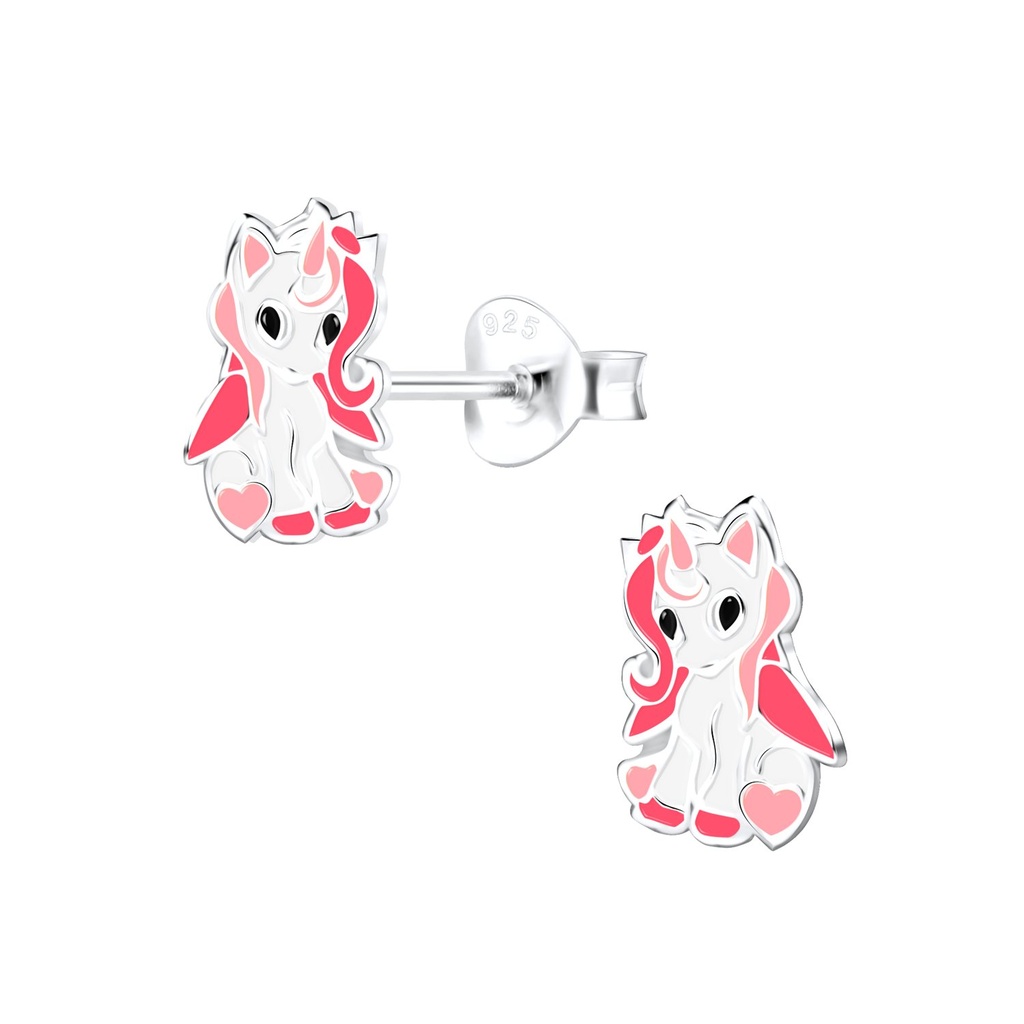 Silver Unicorn Stud Earrings