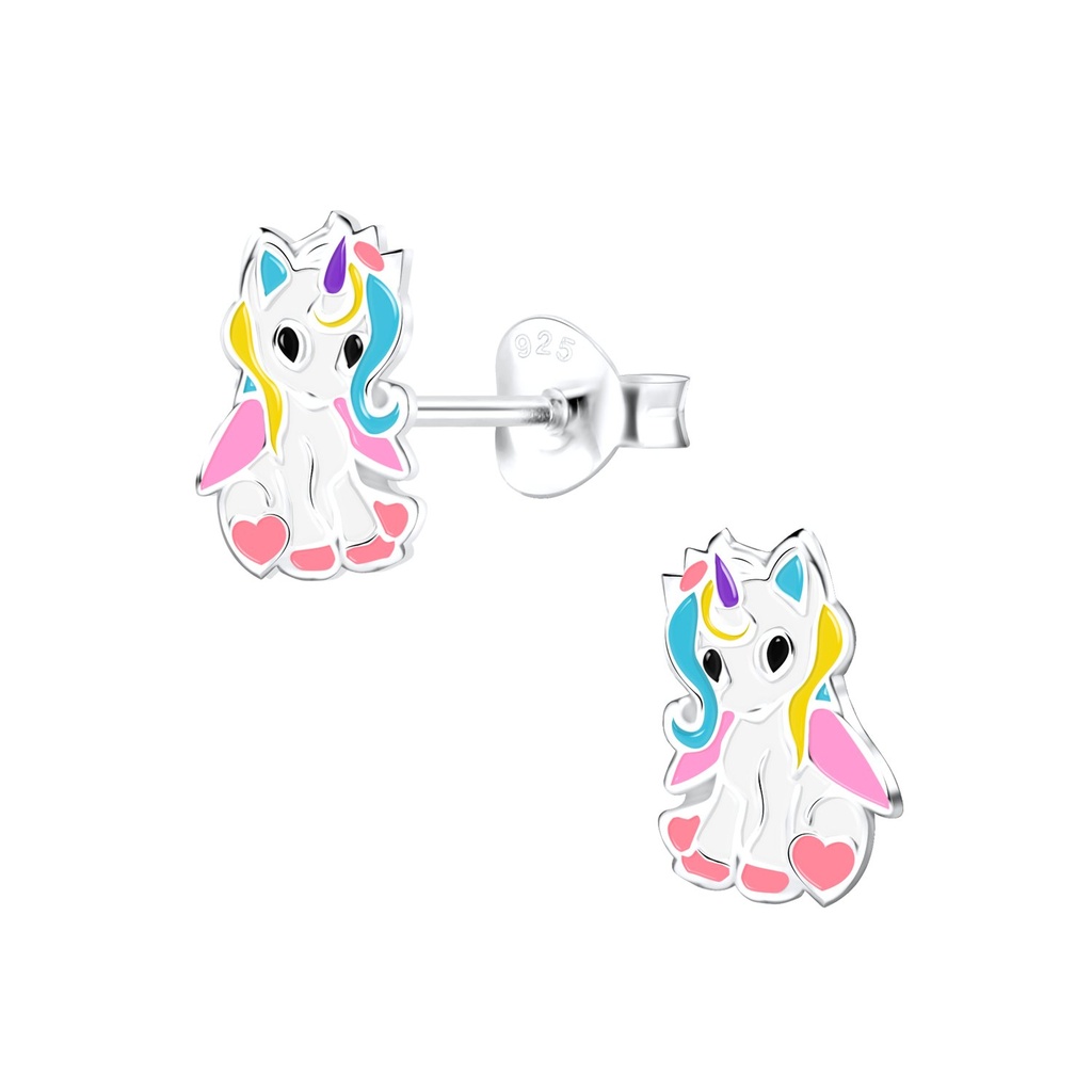Silver Unicorn Stud Earrings