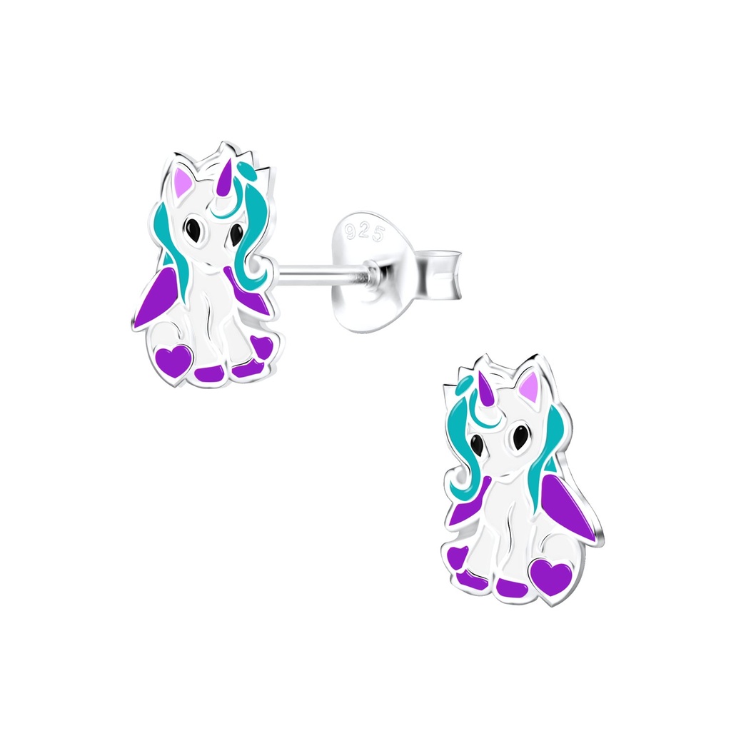 Silver Unicorn Stud Earrings