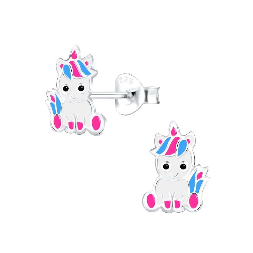 Silver Unicorn Stud Earrings