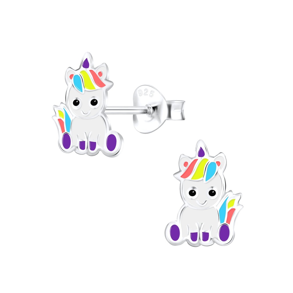 Silver Unicorn Stud Earrings