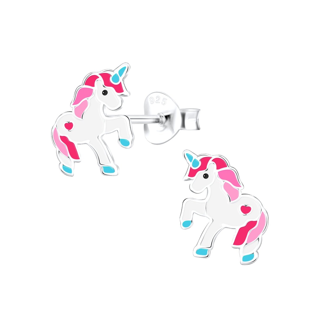 Silver Unicorn Stud Earrings