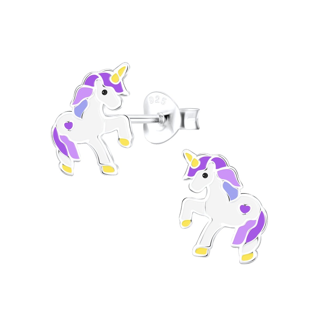 Silver Unicorn Stud Earrings