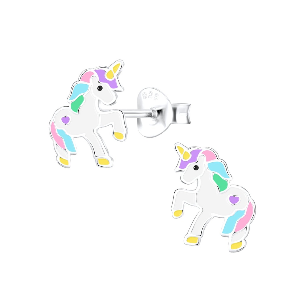 Silver Unicorn Stud Earrings