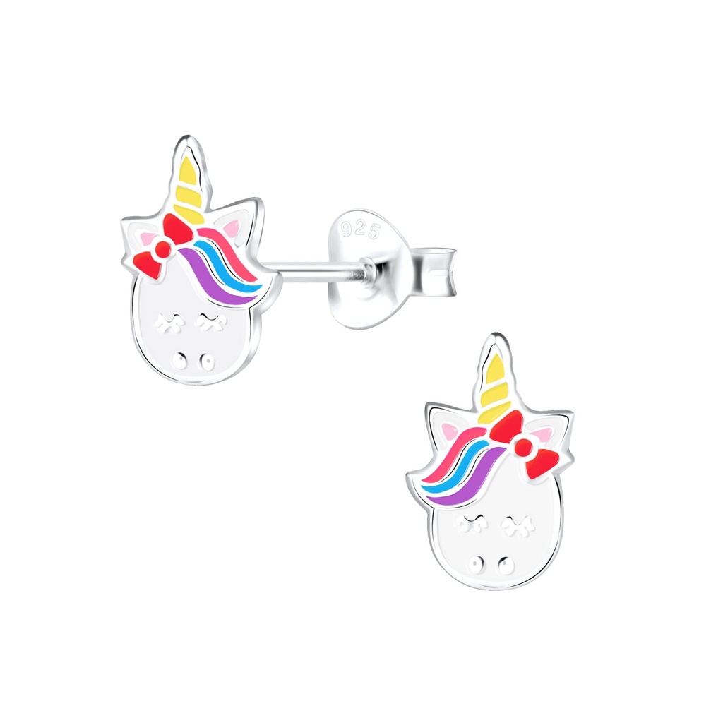 Silver Unicorn Stud Earrings