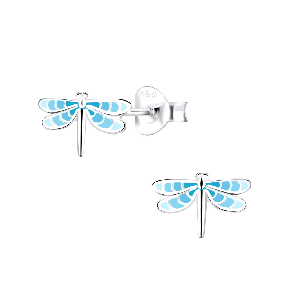 Puces d'oreilles libellule en argent