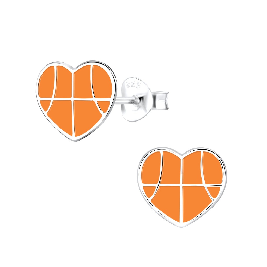 [10012665] Puces d'oreilles ballon de basket en argent