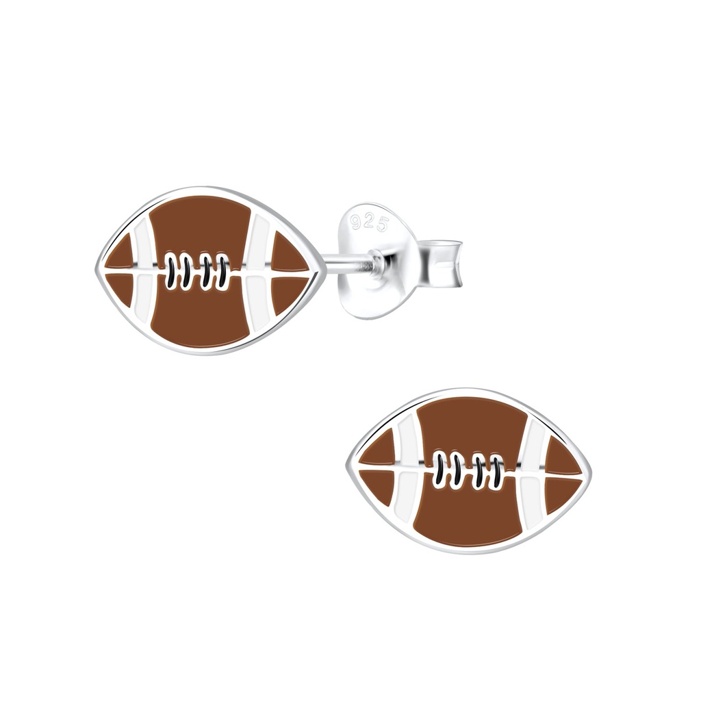 Silver American Football Stud Earrings