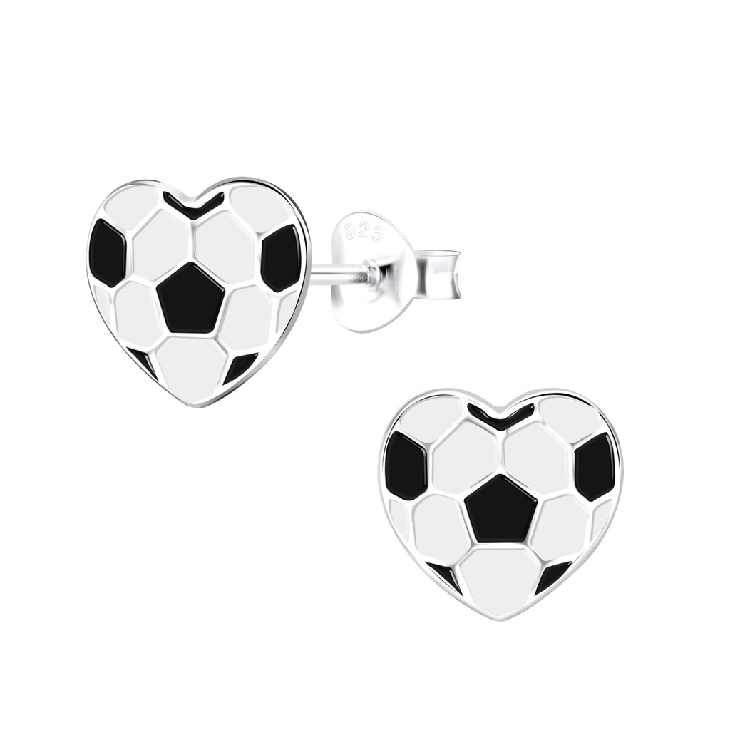 Silver Football Stud Earrings