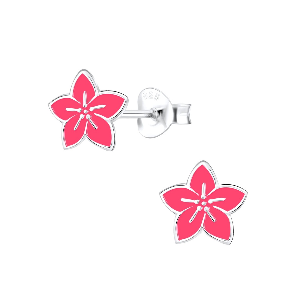 Puces d'oreilles fleur en argent