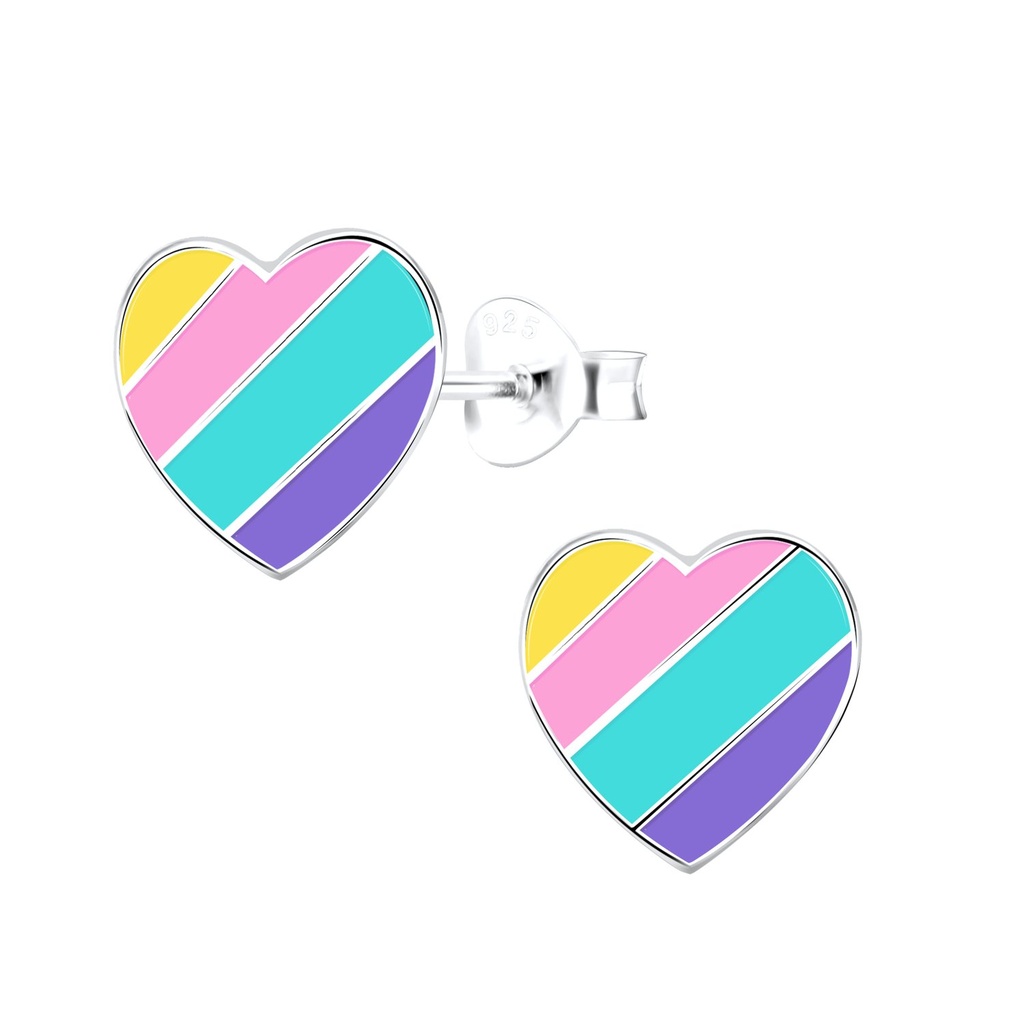 Silver Heart Stud Earrings
