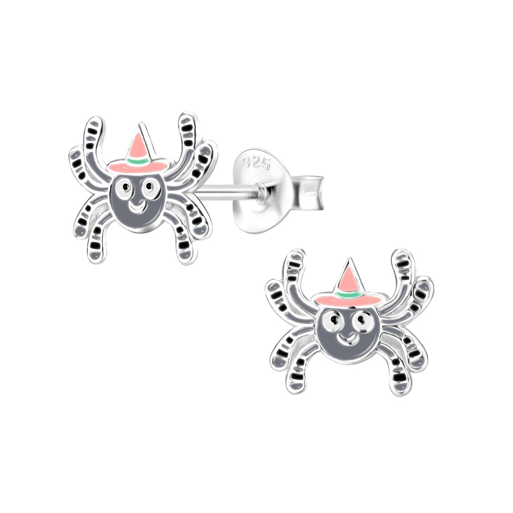 Puces d'oreilles araignée en argent