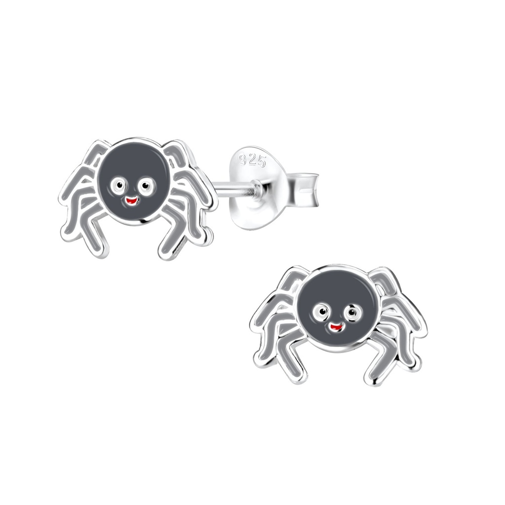 Puces d'oreilles araignée en argent