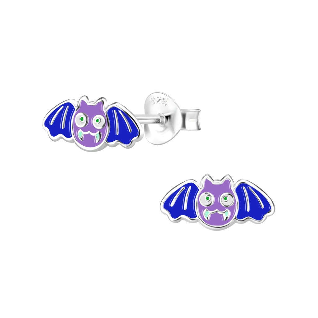 Silver Bat Stud Earrings