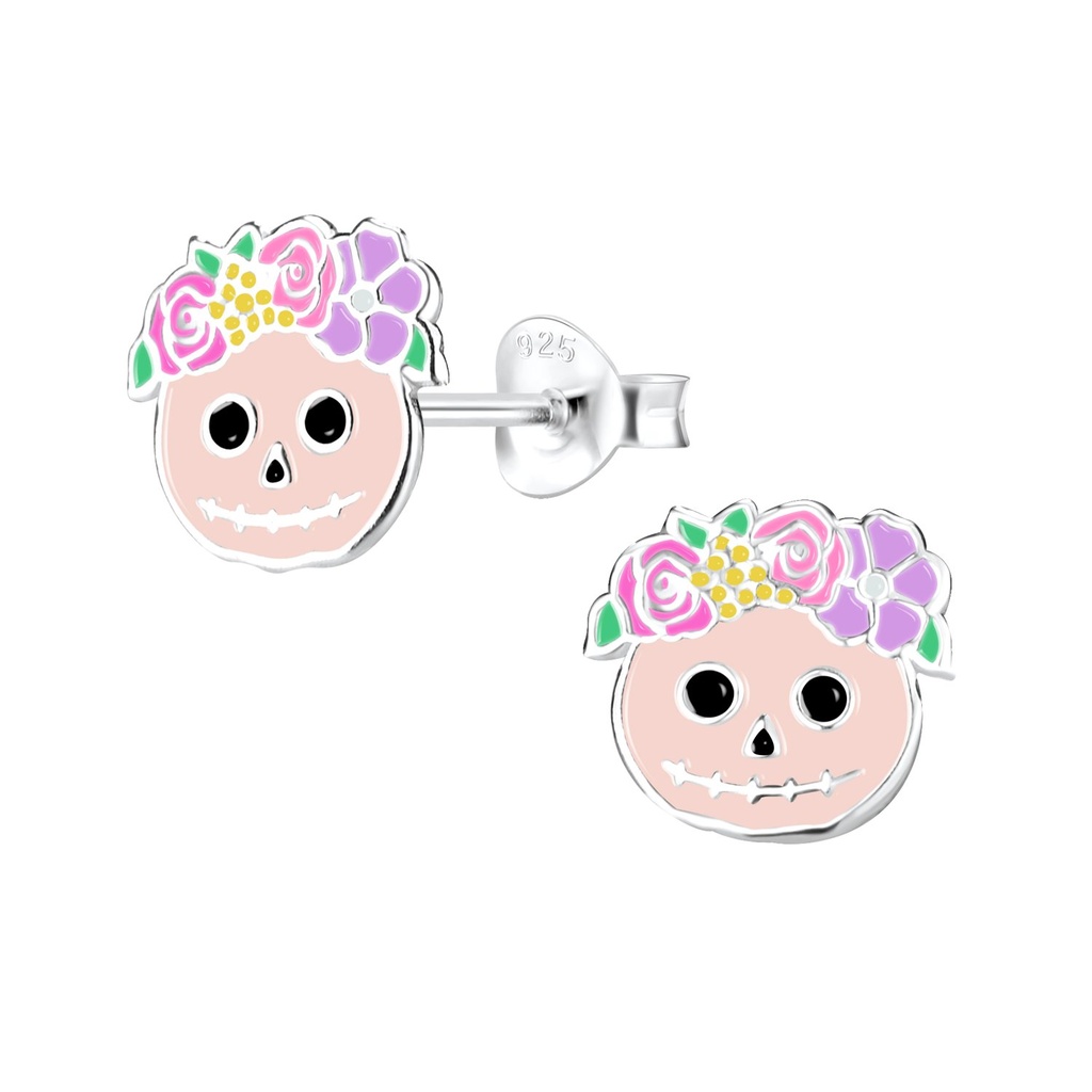 [10013608] Silver Skull Stud Earrings
