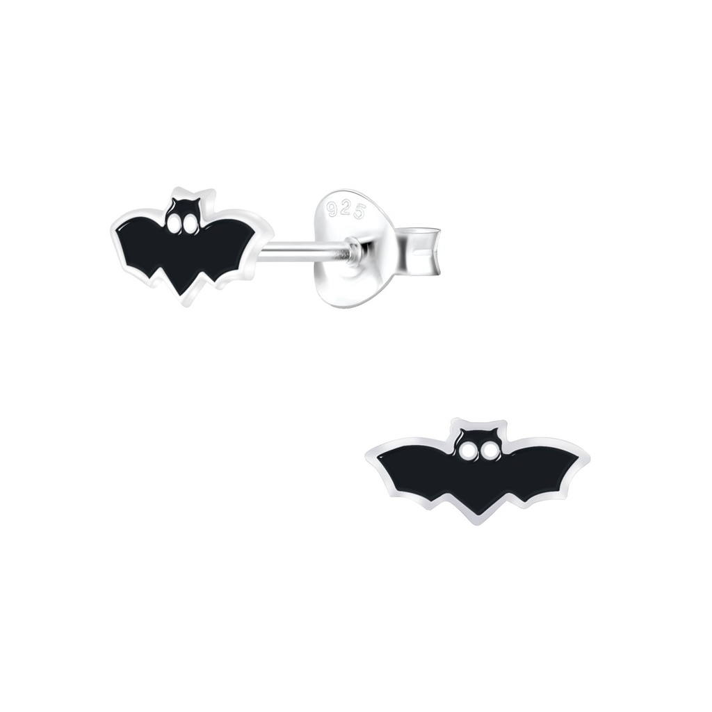 Silver Bat Stud Earrings