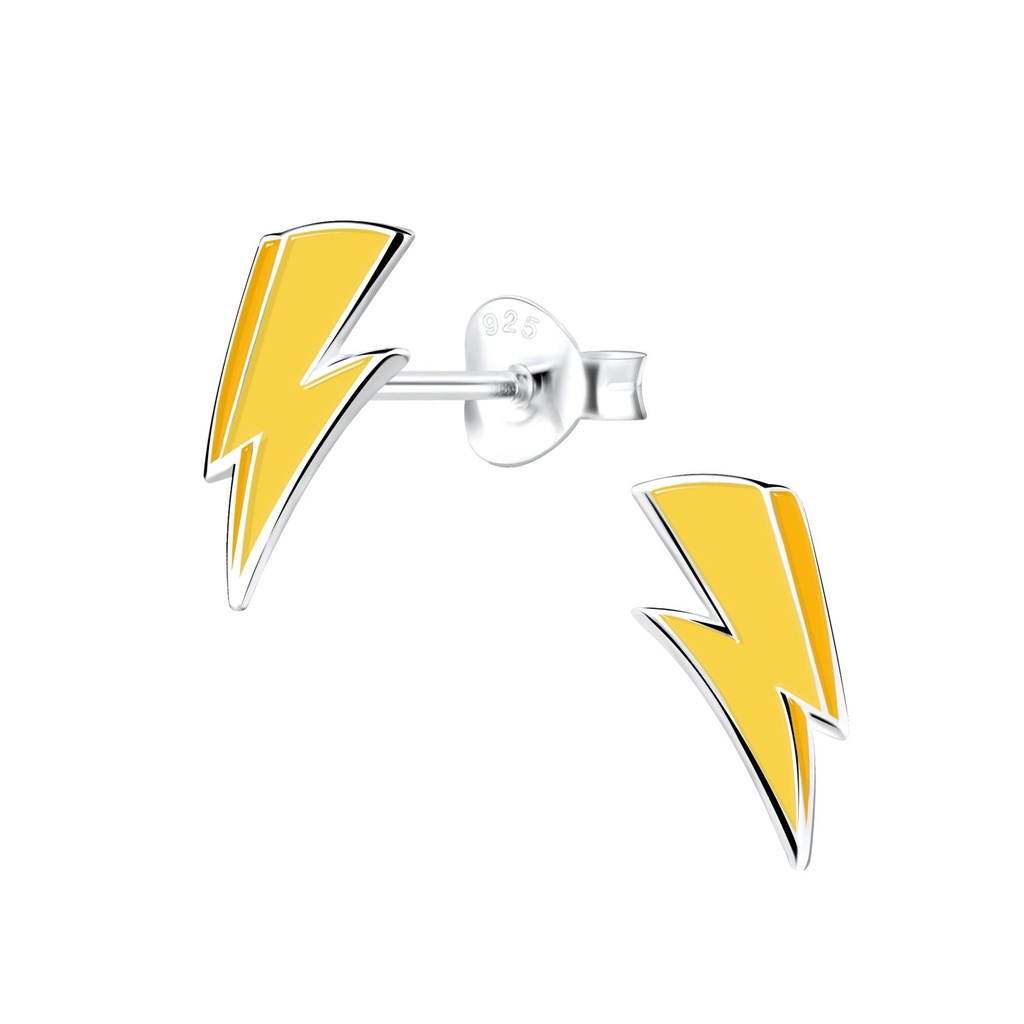 Silver Lightning Bolt Stud Earrings