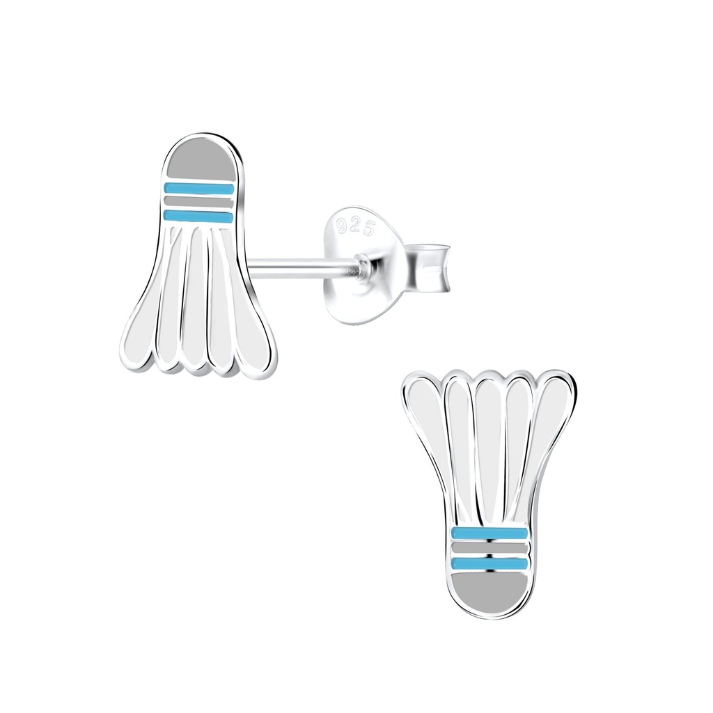 Puces d'oreilles volant de badminton en argent