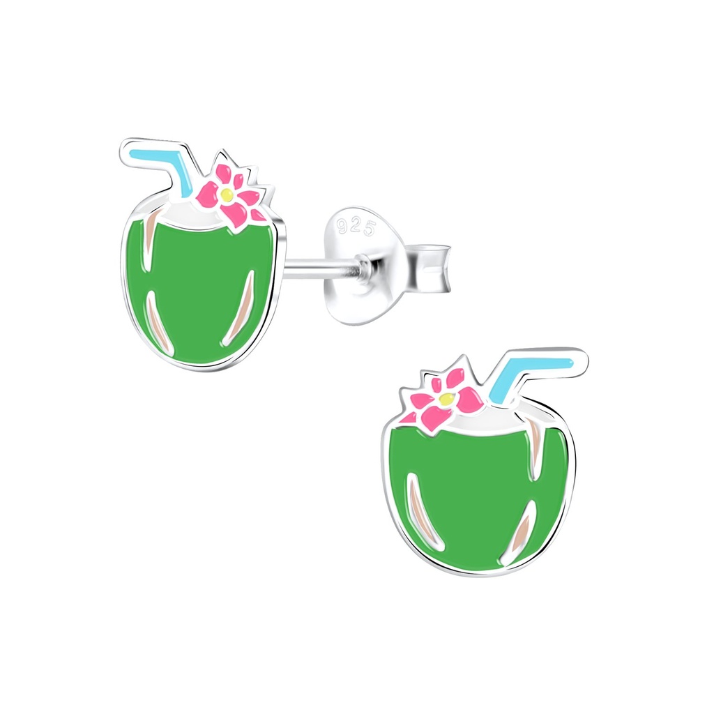 Puces d'oreilles noix de coco en argent