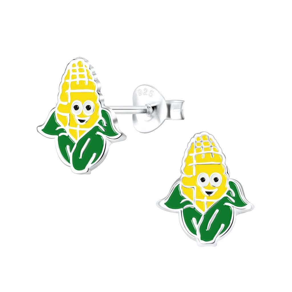 Silver Corn Stud Earrings