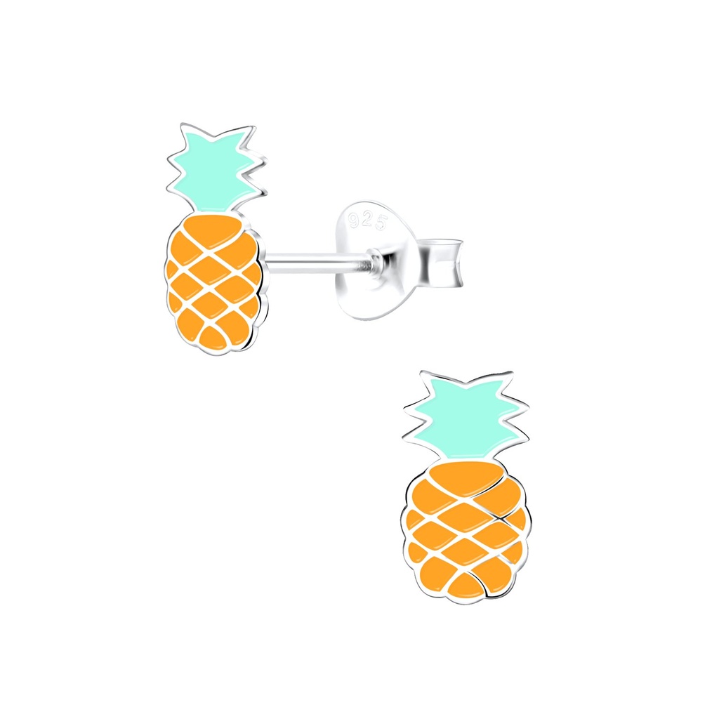Puces d'oreilles ananas en argent