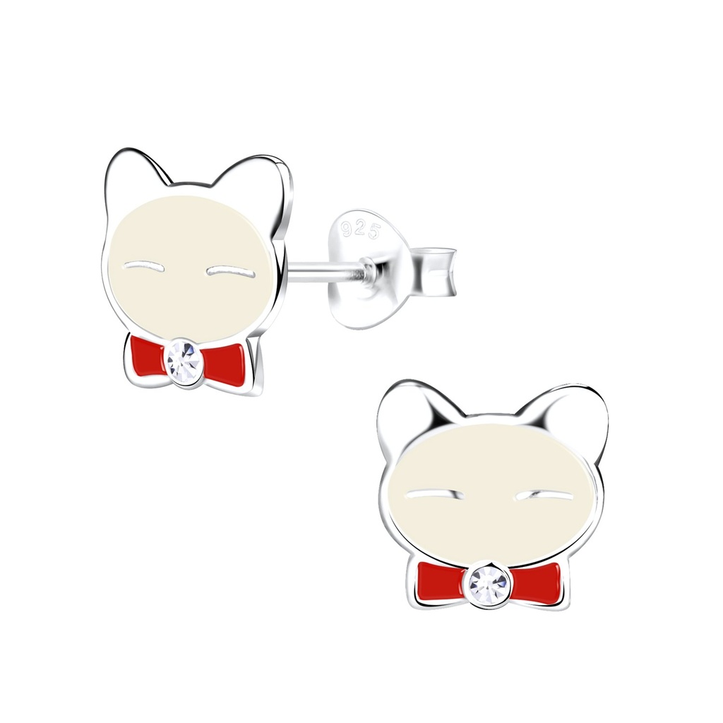 Puces d'oreilles chat en argent