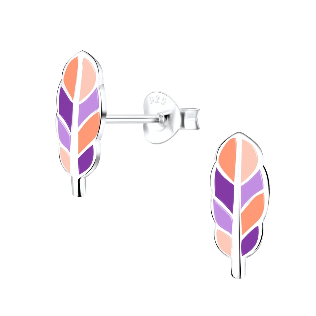 Puces d'oreilles plume en argent