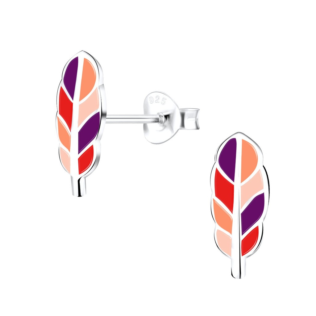 Silver Feather Stud Earrings
