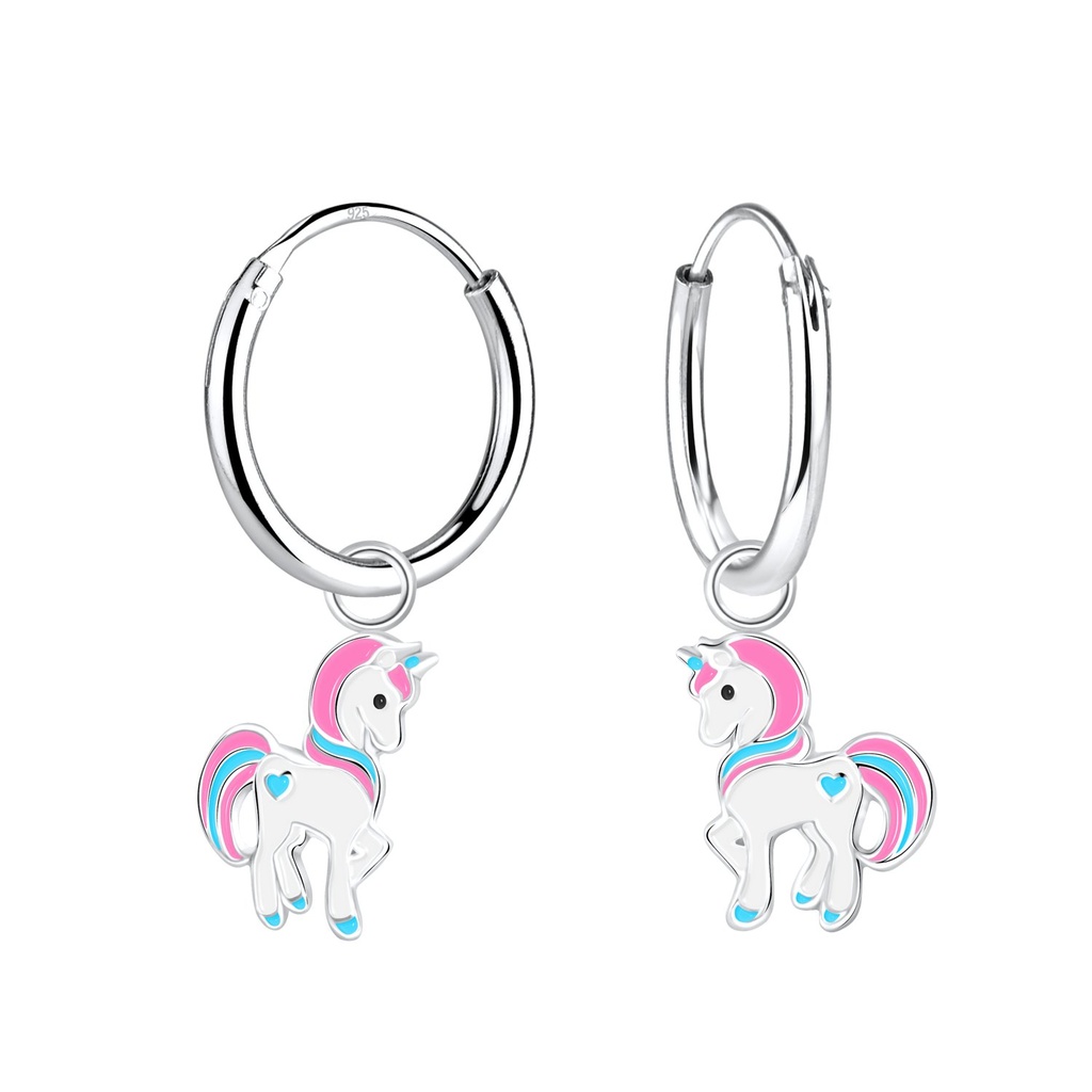 Silver Unicorn Hoop Earrings