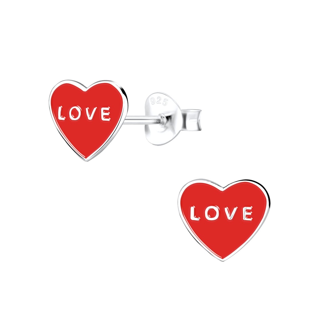 Silver Heart Stud Earrings