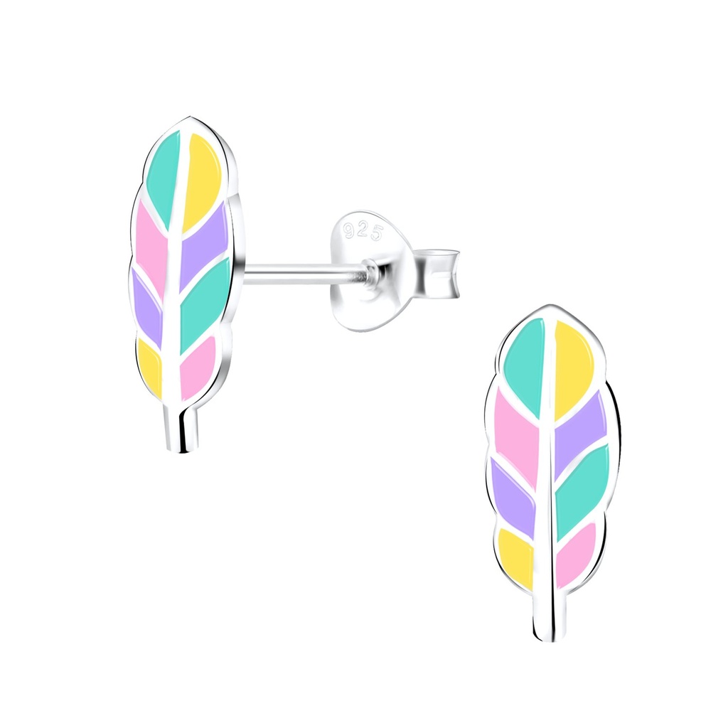 Silver Feather Stud Earrings
