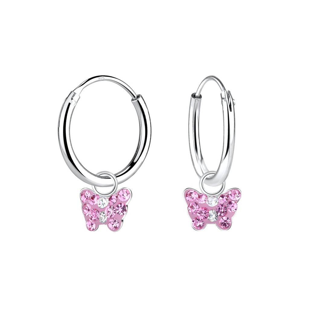 Créoles breloque papillon en argent