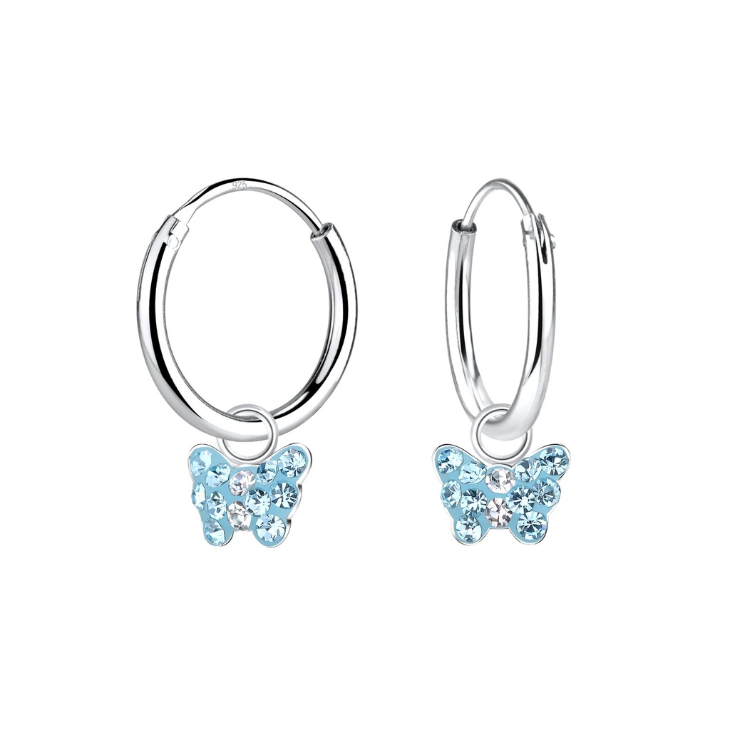 Créoles breloque papillon en argent