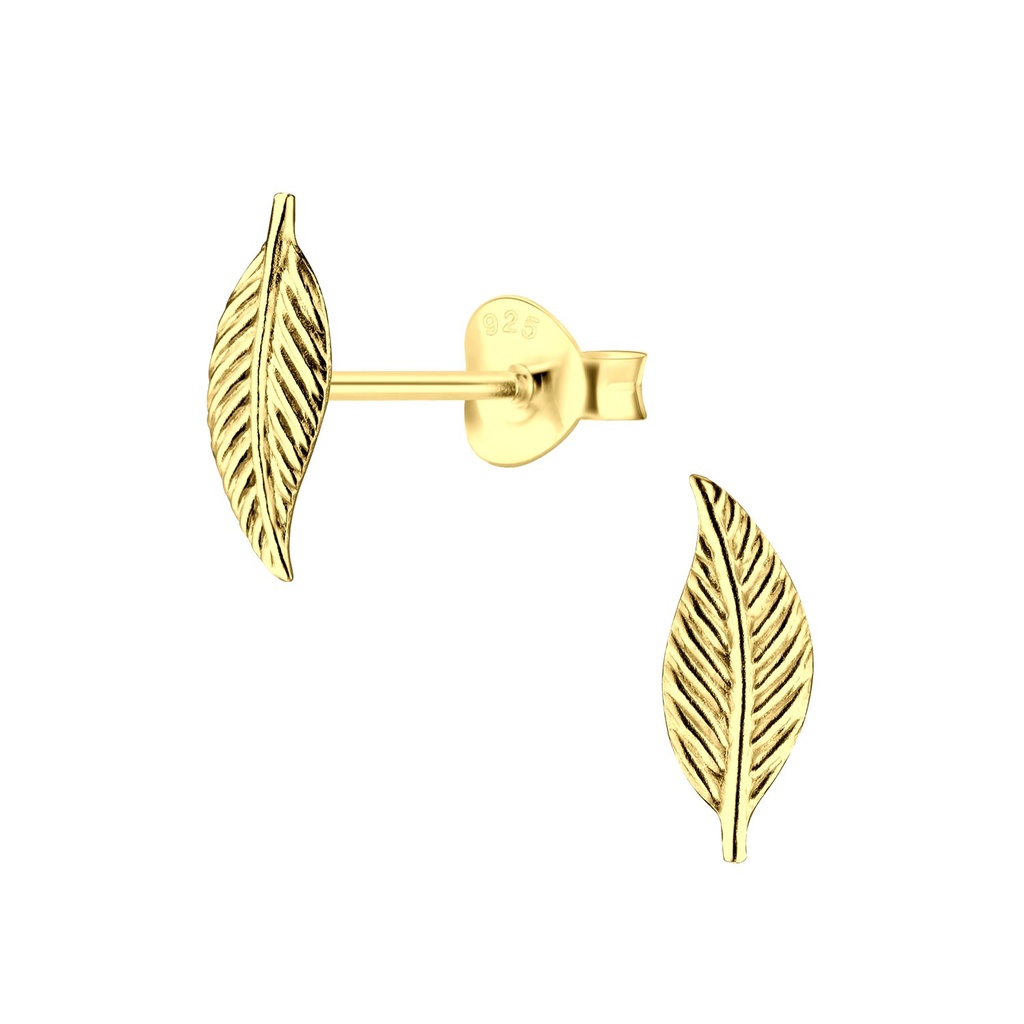 Puces d'oreilles feuille en argent