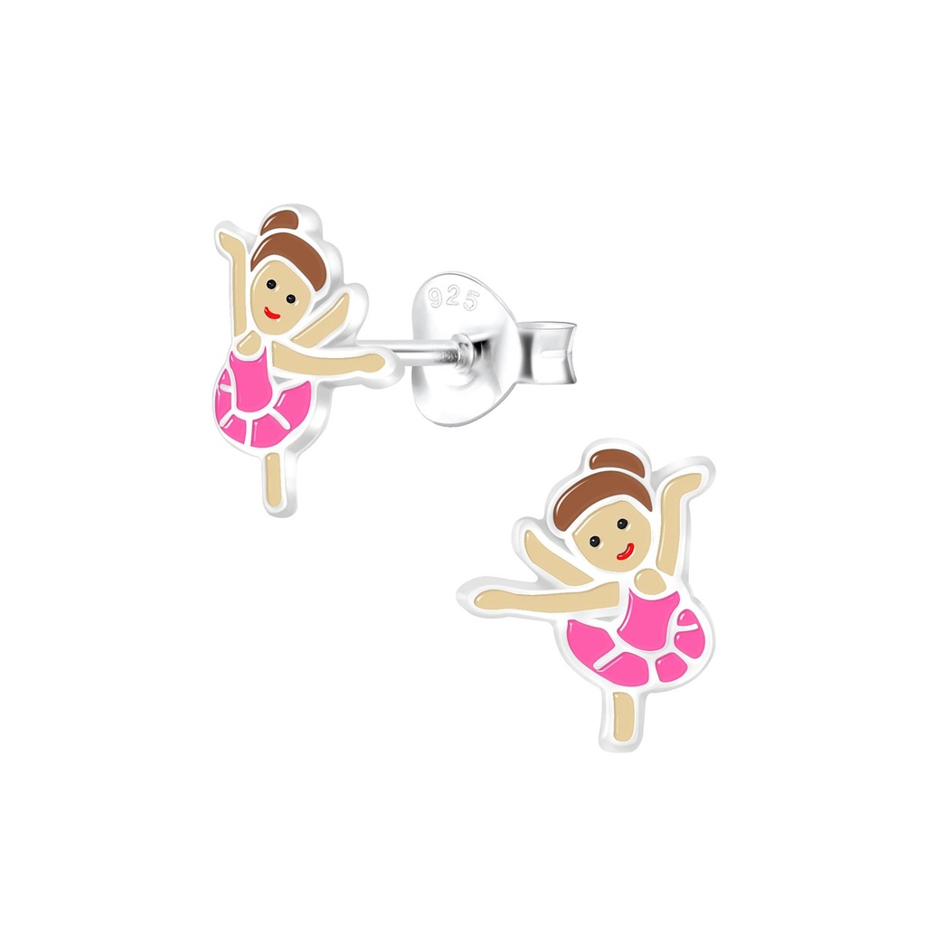 Silver Ballerina Stud Earrings