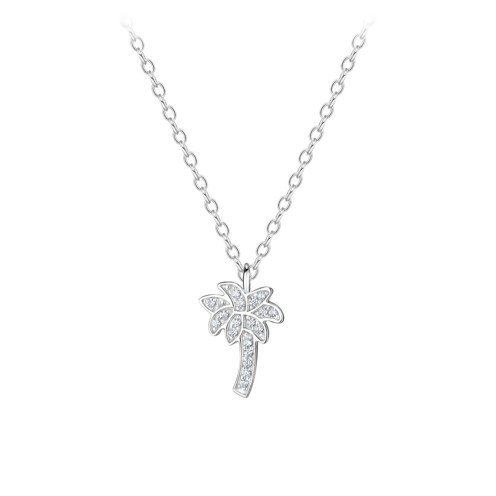 [10011933] Collier palmier en argent zircon