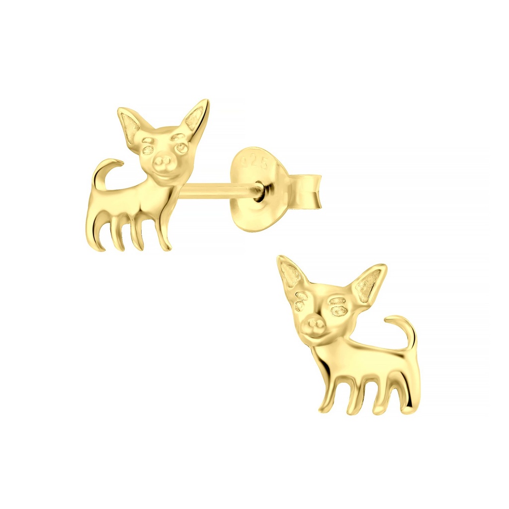 Silver Dog Stud Earrings
