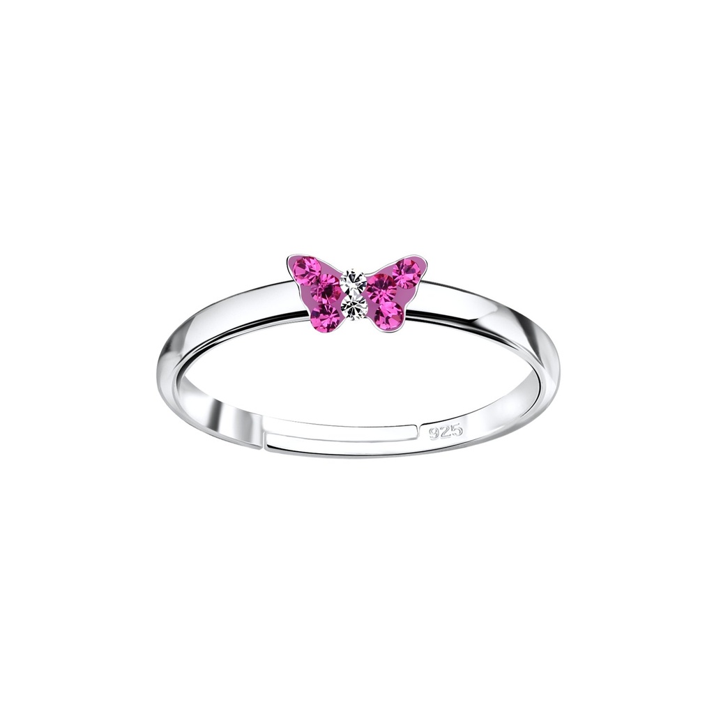 Bague réglable papillon en argent
