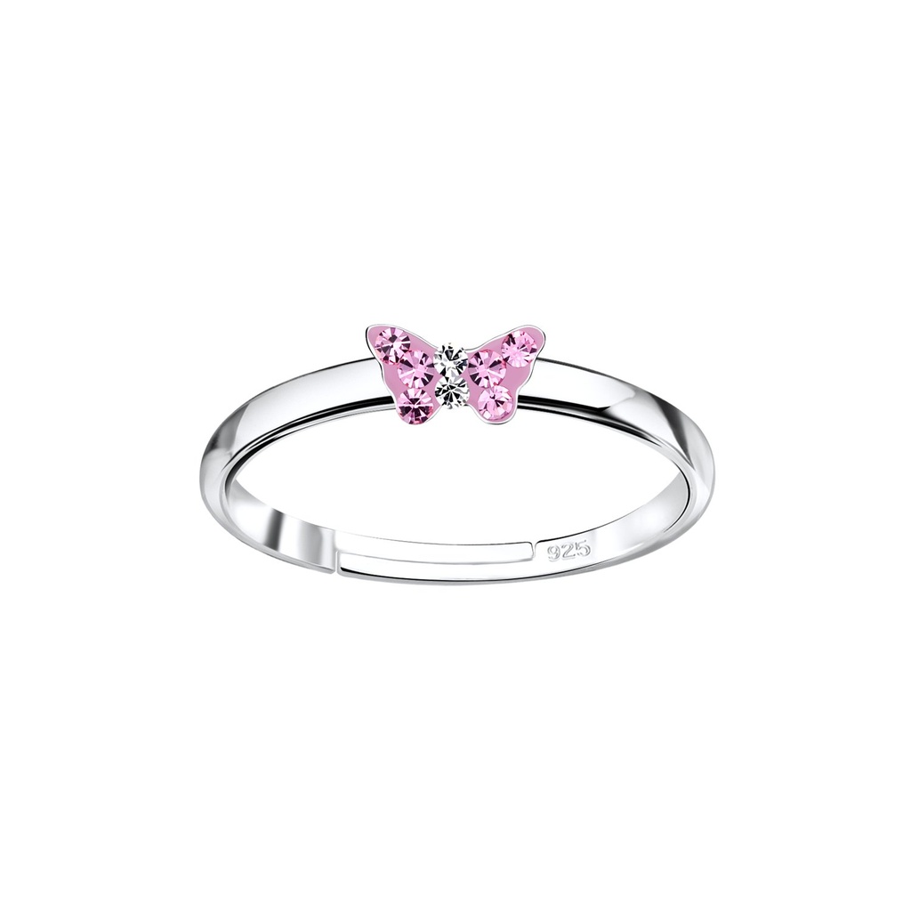 Bague réglable papillon en argent