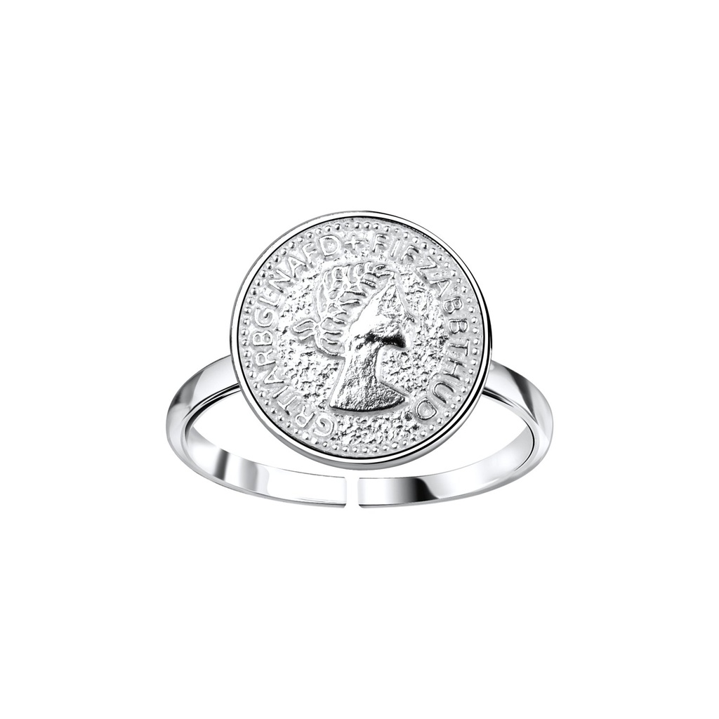 Bague pièce ouverte en argent