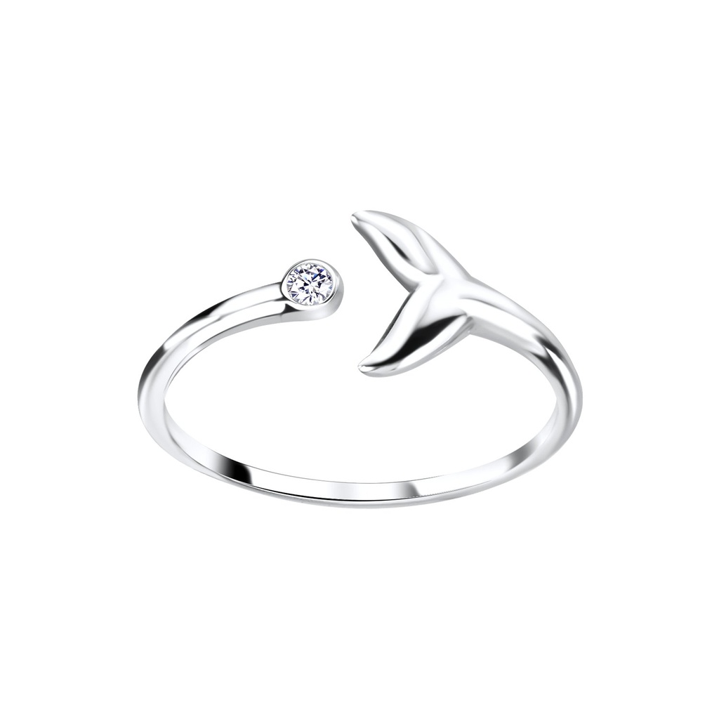 [10012271] Silver Whale Tail Open Ring (EU 52 / US 6)