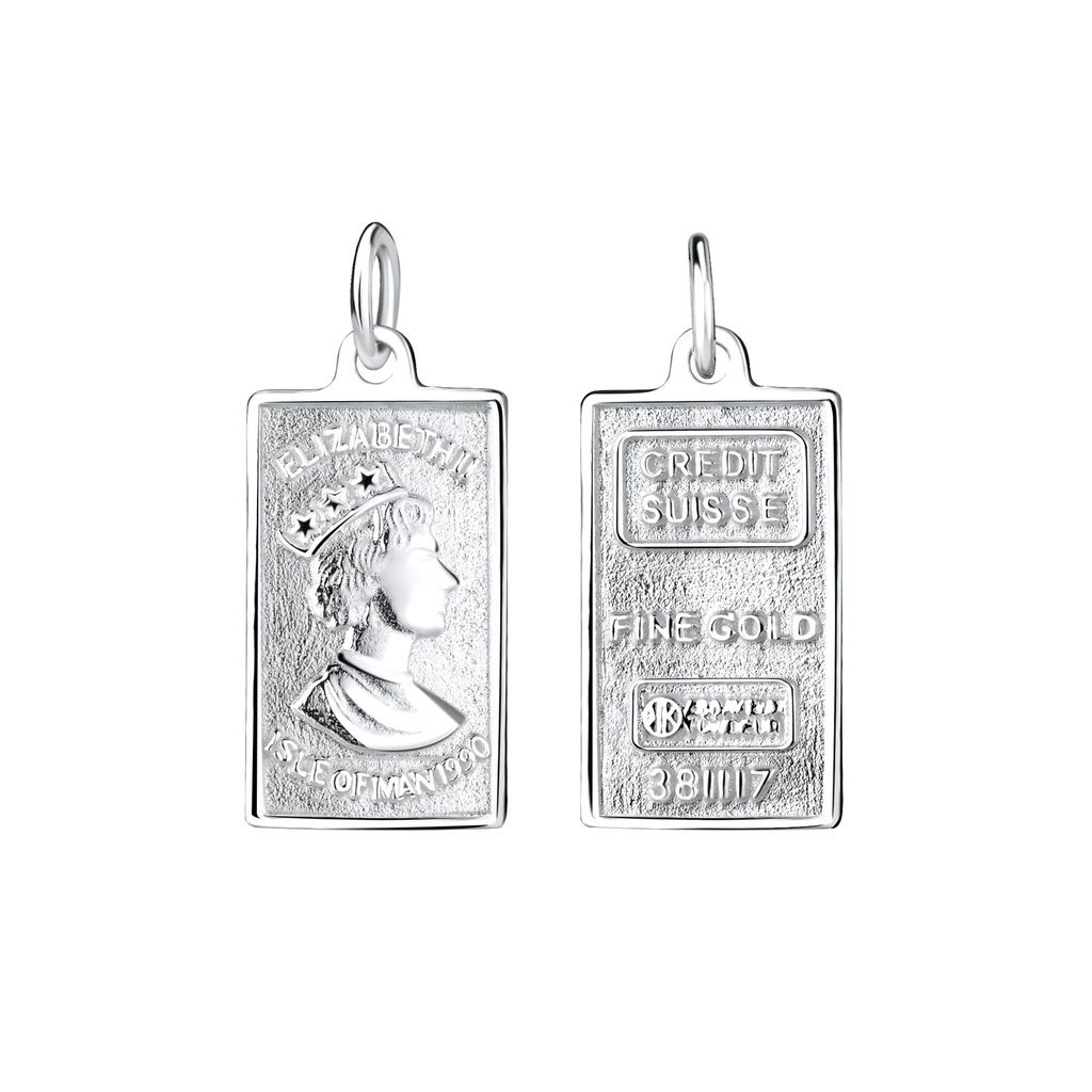 [10012862] Pendentif étiquette en argent