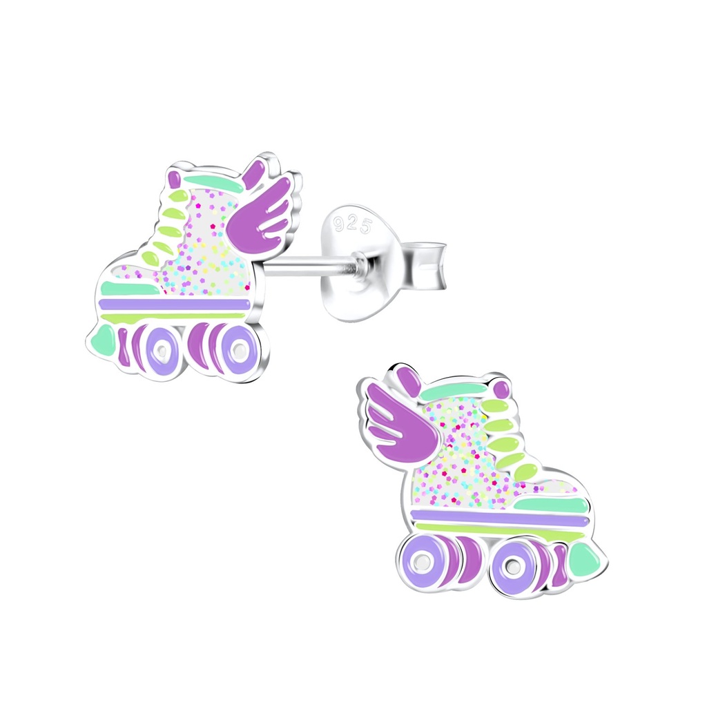 Silver Rollerblade Stud Earrings