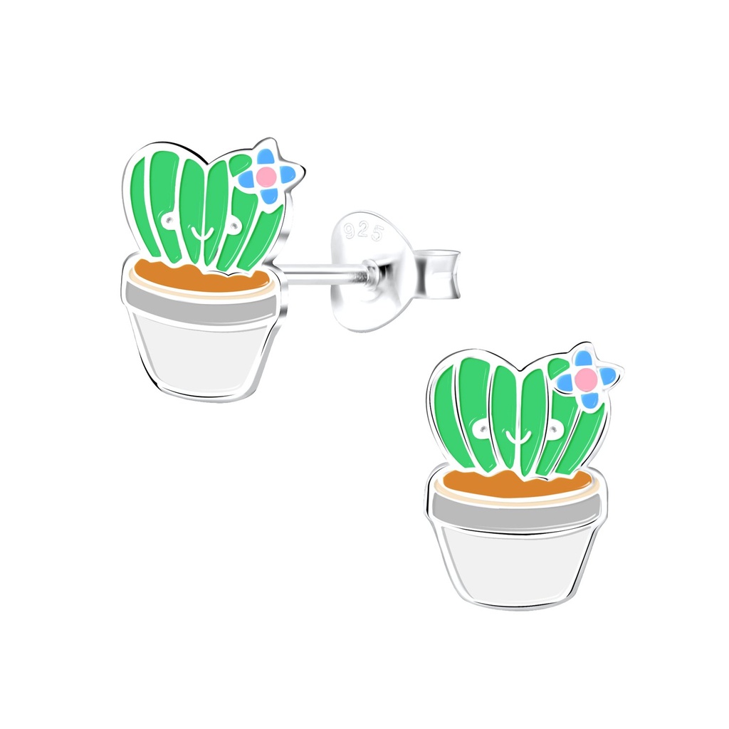 Puces d'oreilles cactus en argent