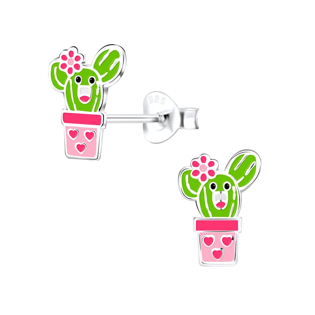 Puces d'oreilles cactus en argent