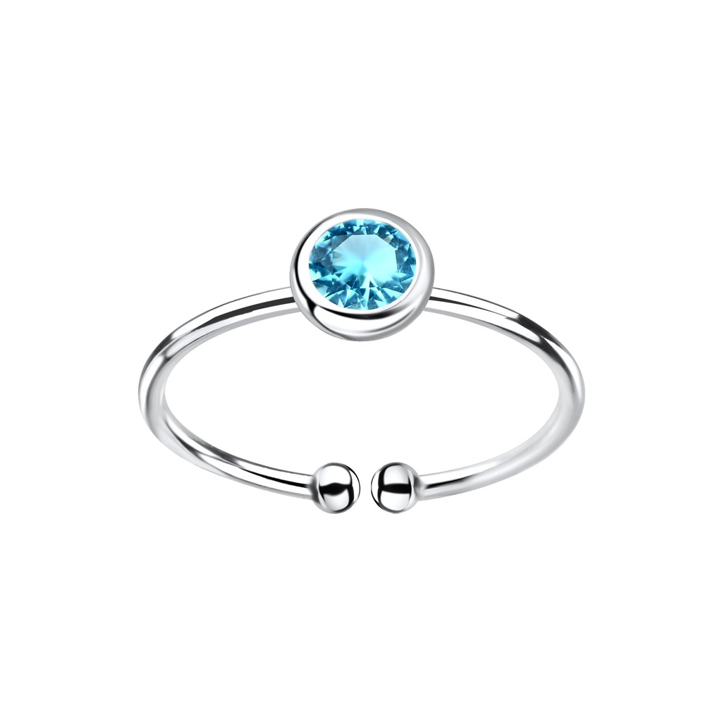 5mm Silver Open Ring with Crystal