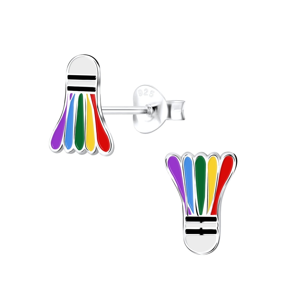 Puces d'oreilles volant de badminton en argent