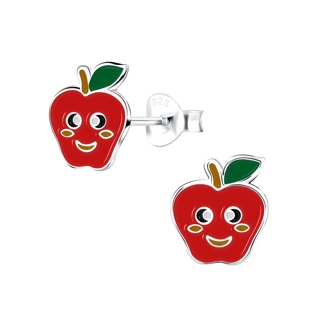 Silver Apple Stud Earrings
