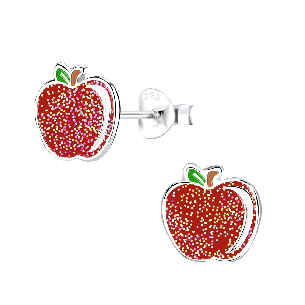 Puces d'oreilles pomme en argent