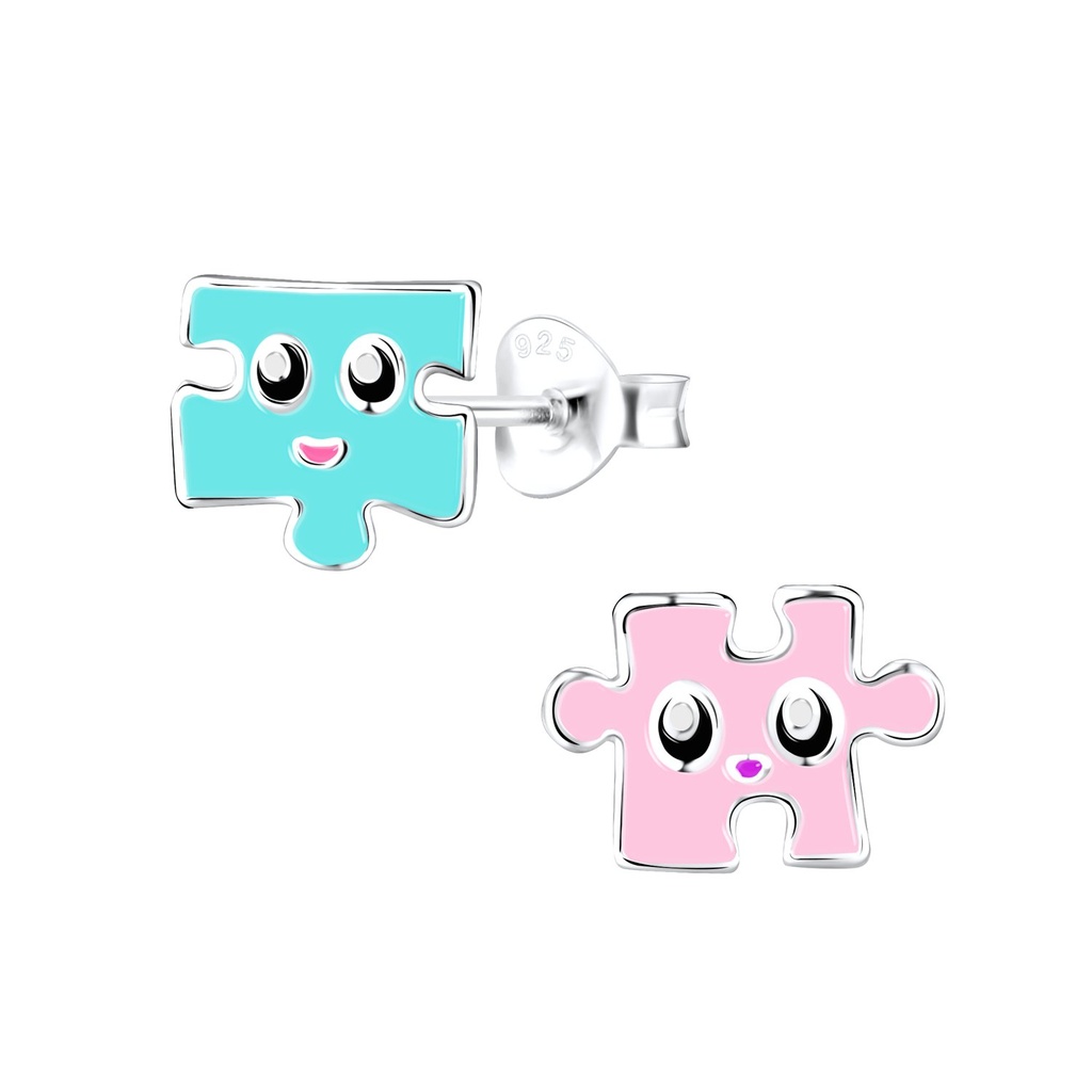 Puces d'oreilles puzzle en argent